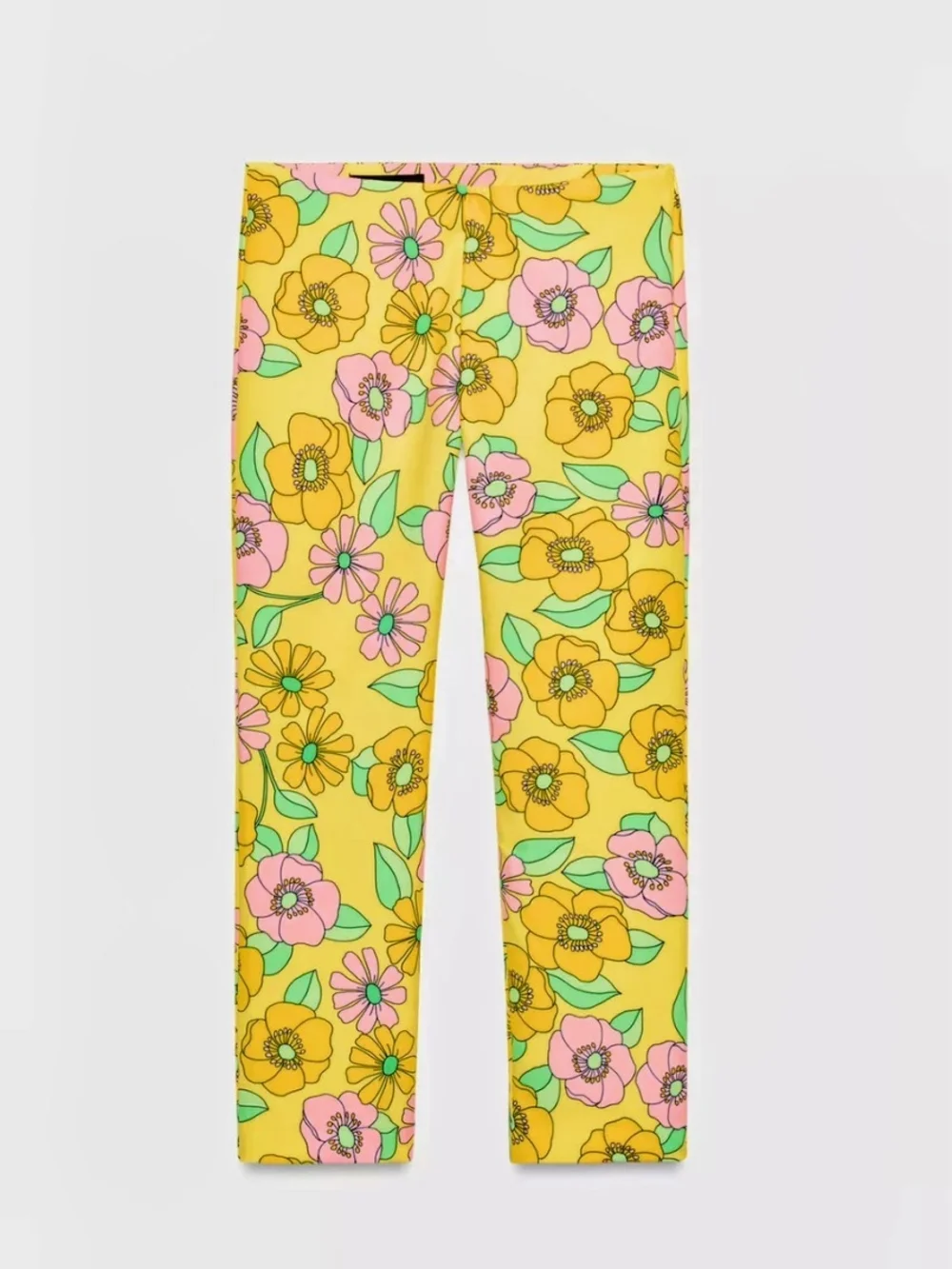 Zara Yellow Floral Halter Top And Capri Pants Set. Brand New With Tag